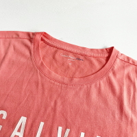 美國百分百【全新真品】Calvin Klein 短袖 棉質 T恤 CK 上衣 logo 女款 短T 粉紅/白色 I234