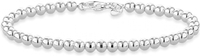 Miabella 925 Sterling Silver Italian Handmade 4mm Bead Ball Strand Chain Bracelet for Women Made in 