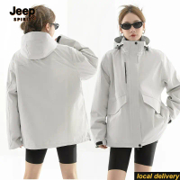 COD Jeep Spirit Running Jacket For Women Waterproof Hiking Windbreaker Hooded Yoga Sports Jackets