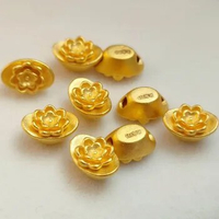 1pcs Pure 24K 999 Yellow Gold Men Women 3D Lotus Coin Yuanbao Ingot Transfer Pendant