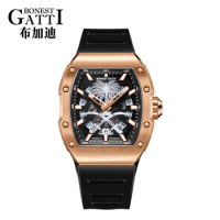 BONEST GATTI Top Craft Watch Carbon Fiber Men Hollow Automatic Mechanical Watch Niche Light Luxury Sports Watch - Coconut Tree