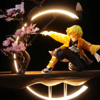 35cm LED light Anime Demon Slayer Kamado Tanjirou Action Figure PVC Collection model decoration decor birthday christmas gift