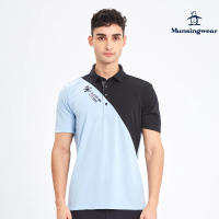 【Munsingwear】企鵝牌 男款淺藍色率性拼接色塊短袖棉衫 MGRT2A14