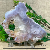 Pink Amethyst Flower Agate Slab Slice Geode Crystal Natural Druzy Stone Quartz Mineral Gemstones Minerals Home Decoration+Stand