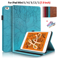 Funda for iPad Mini 4 Case Emboss Tree Leather Flip Case for iPad Mini 5 Wallet Stand Tablet for iPad Mini Case Mini 5 4 3 2 1