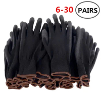 6-30 pairs of nitrile safety coated work gloves, PU gloves and palm coated mechanical work gloves, obtained CE EN388