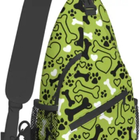 Dog Paw Print Animal Footprint Sling Bag for Women Men,Crossbody Shoulder Bags Casual Sling Backpack Chest Bag Travel Hiking