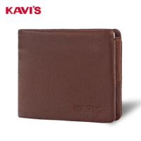 KAVIS Men Multi-card Genuine Leather Wallet Fashion Cowhide Leather Extra Capacity Mens Wallet Card Holder