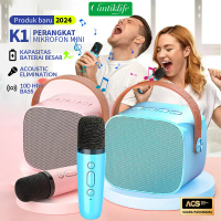 100% Original mini Karaoke speaker bluetooth Bass K1 Microphone Premium set lengkap speaker bluetoot