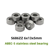 50pcs ABEC-5 S686ZZ 6x13x5mm stainless steel deep groove ball bearing S686 -2Z S686Z 6*13*5 mm