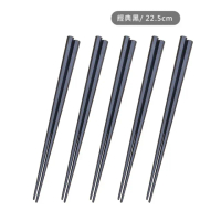 【舞水痕】日式六角筷子-經典黑 好握好夾取 洗碗機可(5雙組-22.5cm)
