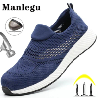 Men Sport Safety Shoes Summer Breathable Men Casual Shoes Steel Toe Cap Indestructible Safety Working Shoes Outdoor Men Footwear