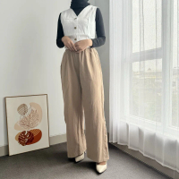 ENMEI Audy Pants - Celana Kulot Linen - Celana Kulot Wanita - Kulot Linen Crinckle