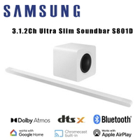 【澄名影音展場】SAMSUNG 三星 HW-S801D/ZW 3.1.2Ch Ultra Slim Soundbar S801D/劇院音響/聲霸