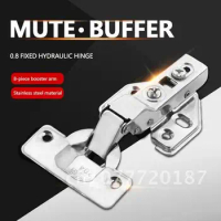 Stainless Steel Hydraulic Cabinet Door Hinges 10/20Pcs Soft Close Damper Buffer Kitchen Cupboard Full Overlay Hinge