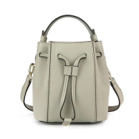 【FURLA 芙拉】WB00592 法國經典素面牛皮束繩手提斜背迷你水桶包(灰色)