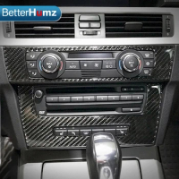 BetterHumz Carbon Fiber For BMW E90 E92 E93 Air Conditioning CD Control Panel Stickers M performance Interior Trim Decoration