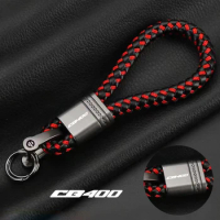 For Honda CB400 CB 400 2015-2022 CB400 Accessories Custom LOGO Motorcycle Braided Rope Keyring Metal Keychain