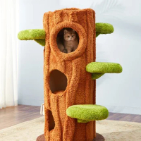 Cat climbing frame, large jumping platform, integrated luxury solid wood villa, does not occupy tree holes