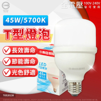 【東亞照明】2入組 LED 燈泡 T型燈泡 大燈泡 45W E27 路燈燈泡 夜市燈泡 全電壓
