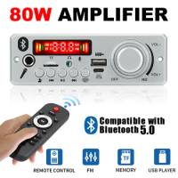 40W 80W Amplifier DIY MP3 Decoder Board 6.5mm Microphone 12V Car MP3 Player Bluetooth 5.0 FM Radio TF AUX USB Handsfree Record