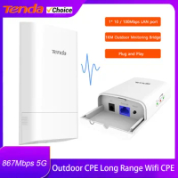 Tenda 5GHz 867Mbps Wifi Bridge Outdoor CPE Long Range Wireless Repeater Extender Access Point AP WiFi Bridge Client Router
