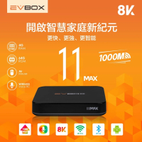 EVBOX 易播 11MAX語音聲控電視盒(8核+64G Android TV 旗艦機皇 4K機上盒 網路 智慧 數位 小雲 夢想盒子)