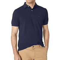 【Tommy Hilfiger】2023男時尚棉質針寬鬆款寶藍色短袖POLO-網(預購)