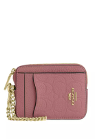 COACH Zip Card Case In Signature Leather - Peony