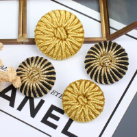 1pcs Round Weaving Thread Millet Bead Buttons DIY Coat Bead Buckle Gold Thread Bag Clothing Buttons