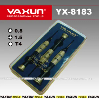 YAXUN YX8183 precision high quality screwdriver set T4 +1.5 pentalobe 0.8 for iphone samsung,professional mobile repair tool