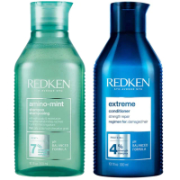 Redken Amino Mint Scalp Cleansing for Greasy Hair Shampoo and Extreme Damage Repair Conditioner Bund