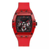 Guess Jam Tangan Pria Guess Phoenix GW0203G5 Black Dial Red Silicone Strap
