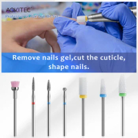 Aokitec Nail Drill Bits Electric Manicure Drills For Machine Sanding Cap Bands Nail Electric Grinding Machine Nails Art Tool