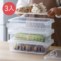日本霜山 可疊式冰箱生鮮/蔬果冷藏冷凍保鮮盒-3入