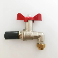 Copper Ball Valve With Butterfly Handle, Elbow Valve, Curved Tinder, Kitchen Gas Valve