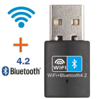 150Mbps Network Card WiFi Bluetooth Wireless Adapter USB Adapter 2.4G Bluetooth V4.2 Dongle Network Card for Desktop Laptop PC