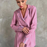 Pink Loose Soft Sleepwear Long Sleeve Women Pajama Single-Breasted Pajamas for Women Sets Lapel High Waist Women's Home Clothes