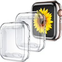 Clear Case For Apple Watch 45mm 41mm 44mm 40mm Screen Protector Full Cover TPU Bumper iWatch Series 8 7 SE 6 5 4 Accessories