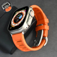 Soft Rubber Strap For Apple Watch Ultra 49mm 45mm 44mm 42mm Sport Silicone Band For iWatch Series 8 7 6 5 4 3 41mm 40mm Bracelet