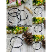 Gelang Inisial Tali Satin / Gelang Tali Inisial Custom Huruf/ Gelang Hitam Polos (HITAM)