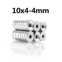 10pcs 10x4-4mm Mini Round hole Fridge Magnets N35 Neodymium magnetic perforated circular rare earth Magnet 10*4-4mm