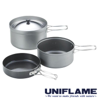 【日本 UNIFLAME】UNIFLAME 飯鍋煎鍋三件組 附袋 U667613