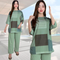 FABERANA  LD 120 SETELAN WANITA CELANA DAN ATASAN OVERSIZE WANITA baju kantong lurus karet  kaos  sa