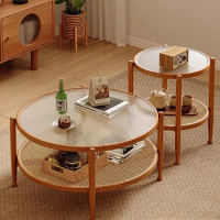 Transparent Entrance Coffee Tables Retro Hallway Italian Aesthetic Coffee Tables Sofa Side Wooden Kaffee Tische Round Furniture