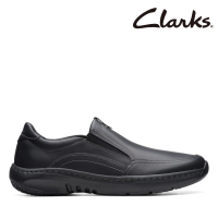 【Clarks】男鞋 Clarks Pro Step 優質皮感柔軟透氣鬆緊套入便鞋 休閒鞋 懶人鞋(CLM75196C)