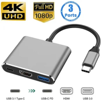 3 in 1 Multiport USB-C Hub HDMI-compatible Docking Station PD Fast Charge 4K HDMI Adapter Splitter For MacBook Phone Computer