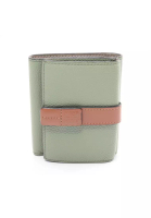 LOEWE 二奢 Pre-loved LOEWE TRIFOLD WALLET trifold wallet compact wallet leather Light green Brown
