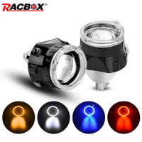 Bi-Xenon Projector Lens 2.5 Inch Angel Eyes Lens With Black Mask White Red Blue Halo Ring For H7 H4 Headlight Assembly Car Refit