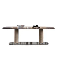 Italian furniture long dining table marble dining table chair modern simple rectangular light luxury board
